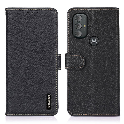 Handytasche Stand Schutzhülle Flip Leder Hülle B01H für Motorola Moto G Power (2022) Schwarz