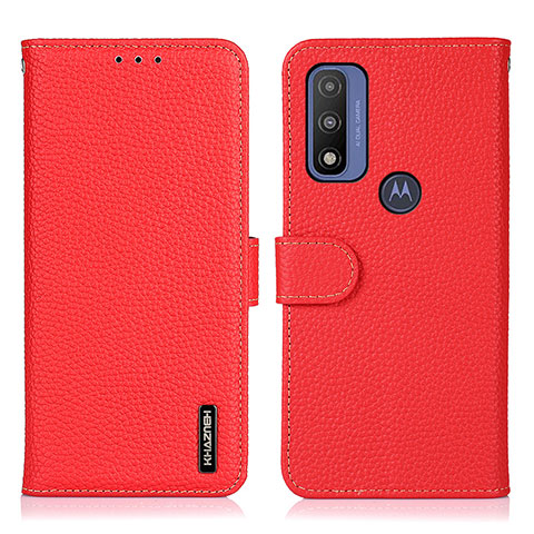 Handytasche Stand Schutzhülle Flip Leder Hülle B01H für Motorola Moto G Pure Rot