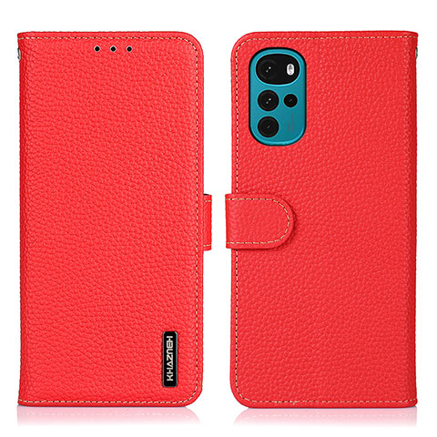 Handytasche Stand Schutzhülle Flip Leder Hülle B01H für Motorola Moto G22 Rot