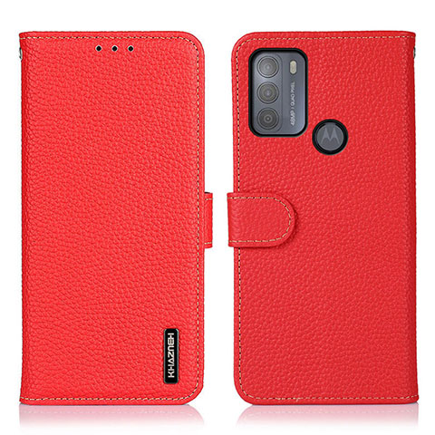 Handytasche Stand Schutzhülle Flip Leder Hülle B01H für Motorola Moto G50 Rot