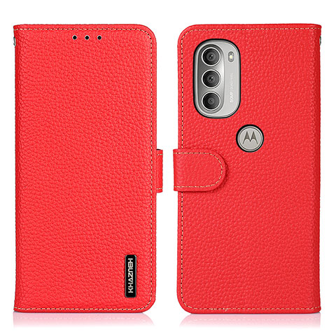 Handytasche Stand Schutzhülle Flip Leder Hülle B01H für Motorola Moto G51 5G Rot