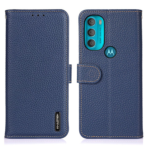 Handytasche Stand Schutzhülle Flip Leder Hülle B01H für Motorola Moto G71 5G Blau