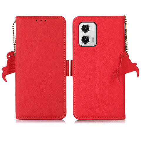 Handytasche Stand Schutzhülle Flip Leder Hülle B01H für Motorola Moto G73 5G Rot