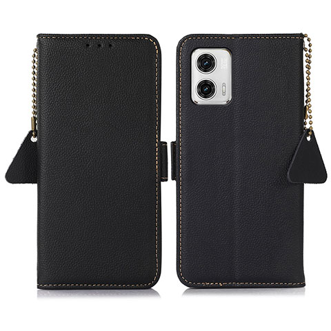 Handytasche Stand Schutzhülle Flip Leder Hülle B01H für Motorola Moto G73 5G Schwarz