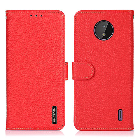 Handytasche Stand Schutzhülle Flip Leder Hülle B01H für Nokia C10 Rot