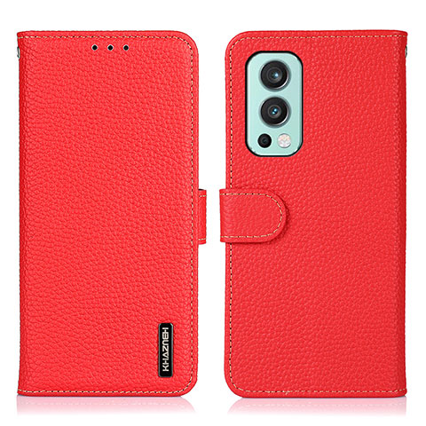 Handytasche Stand Schutzhülle Flip Leder Hülle B01H für OnePlus Nord 2 5G Rot