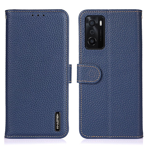 Handytasche Stand Schutzhülle Flip Leder Hülle B01H für Oppo A55S 5G Blau