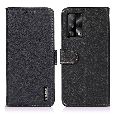 Handytasche Stand Schutzhülle Flip Leder Hülle B01H für Oppo A95 4G Schwarz