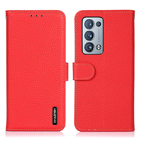 Handytasche Stand Schutzhülle Flip Leder Hülle B01H für Oppo Reno6 Pro+ Plus 5G Rot