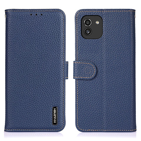 Handytasche Stand Schutzhülle Flip Leder Hülle B01H für Samsung Galaxy A03 Blau