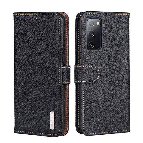 Handytasche Stand Schutzhülle Flip Leder Hülle B01H für Samsung Galaxy A03s Schwarz