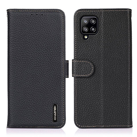 Handytasche Stand Schutzhülle Flip Leder Hülle B01H für Samsung Galaxy A22 4G Schwarz