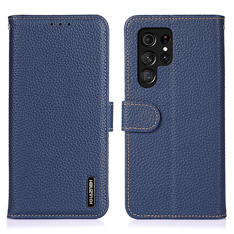 Handytasche Stand Schutzhülle Flip Leder Hülle B01H für Samsung Galaxy S22 Ultra 5G Blau