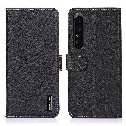 Handytasche Stand Schutzhülle Flip Leder Hülle B01H für Sony Xperia 1 IV SO-51C Schwarz