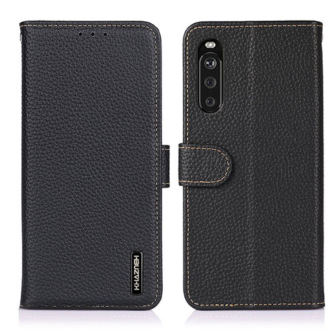 Handytasche Stand Schutzhülle Flip Leder Hülle B01H für Sony Xperia 10 III Lite Schwarz