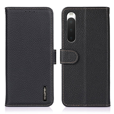 Handytasche Stand Schutzhülle Flip Leder Hülle B01H für Sony Xperia 10 V Schwarz