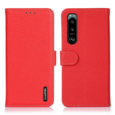 Handytasche Stand Schutzhülle Flip Leder Hülle B01H für Sony Xperia 5 III Rot