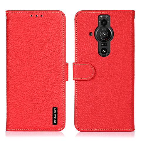 Handytasche Stand Schutzhülle Flip Leder Hülle B01H für Sony Xperia PRO-I Rot