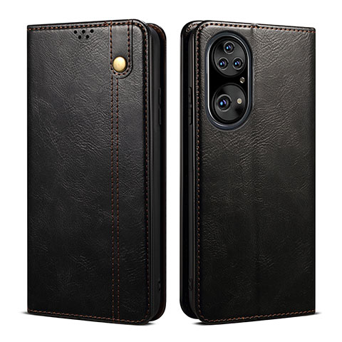 Handytasche Stand Schutzhülle Flip Leder Hülle B01S für Huawei P50 Pro Schwarz