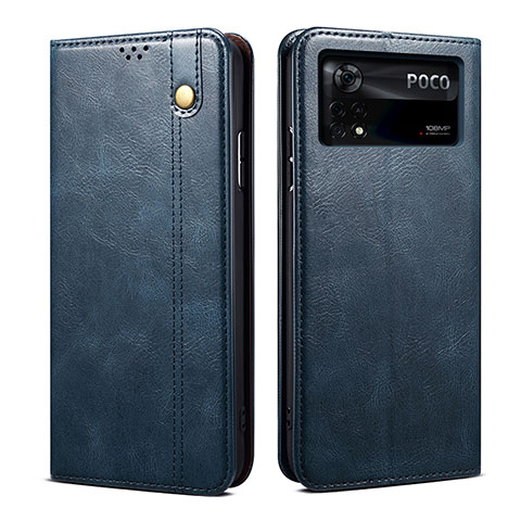 Handytasche Stand Schutzhülle Flip Leder Hülle B01S für Xiaomi Poco X4 Pro 5G Blau