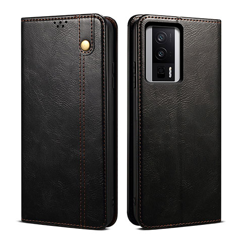 Handytasche Stand Schutzhülle Flip Leder Hülle B01S für Xiaomi Redmi K60 5G Schwarz