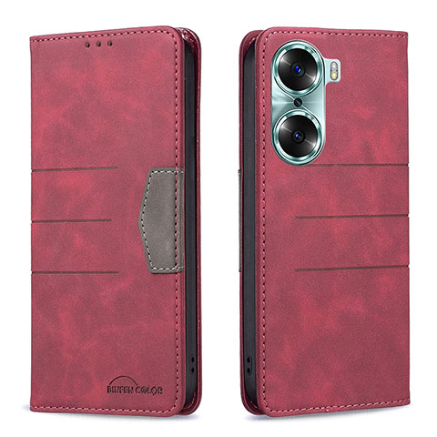 Handytasche Stand Schutzhülle Flip Leder Hülle B02F für Huawei Honor 60 Pro 5G Rot