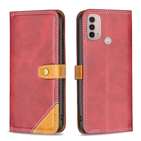 Handytasche Stand Schutzhülle Flip Leder Hülle B02F für Motorola Moto E30 Rot