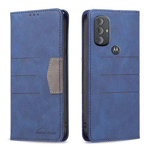 Handytasche Stand Schutzhülle Flip Leder Hülle B02F für Motorola Moto G Play (2023) Blau