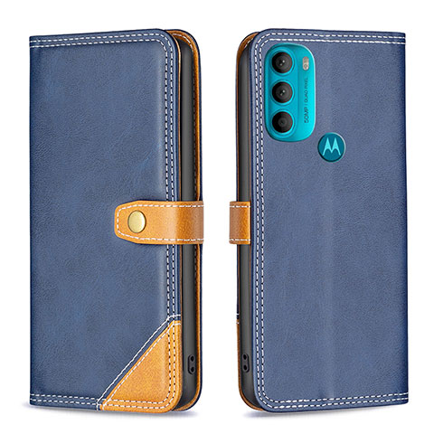 Handytasche Stand Schutzhülle Flip Leder Hülle B02F für Motorola Moto G71 5G Blau