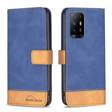 Handytasche Stand Schutzhülle Flip Leder Hülle B02F für Oppo A94 5G Blau