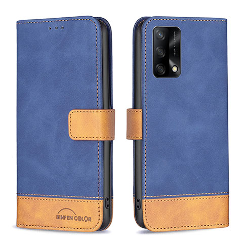 Handytasche Stand Schutzhülle Flip Leder Hülle B02F für Oppo F19s Blau