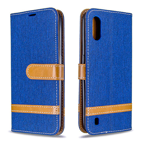 Handytasche Stand Schutzhülle Flip Leder Hülle B02F für Samsung Galaxy A01 SM-A015 Blau