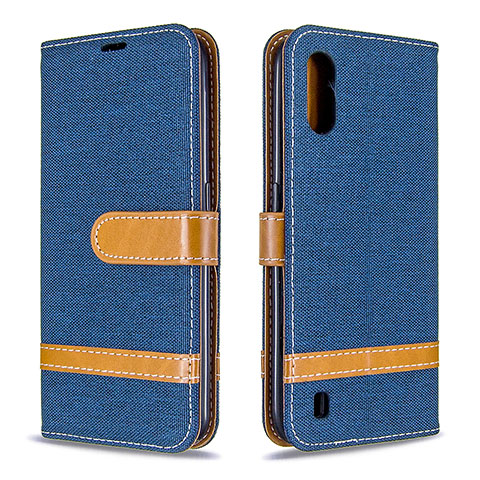 Handytasche Stand Schutzhülle Flip Leder Hülle B02F für Samsung Galaxy A01 SM-A015 Königs Blau