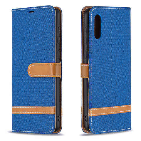 Handytasche Stand Schutzhülle Flip Leder Hülle B02F für Samsung Galaxy A02 Blau