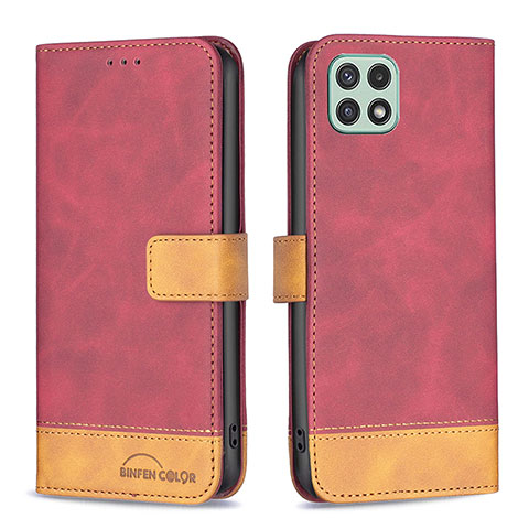 Handytasche Stand Schutzhülle Flip Leder Hülle B02F für Samsung Galaxy A22 5G Rot