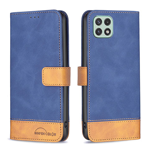 Handytasche Stand Schutzhülle Flip Leder Hülle B02F für Samsung Galaxy A22s 5G Blau