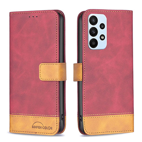 Handytasche Stand Schutzhülle Flip Leder Hülle B02F für Samsung Galaxy A23 4G Rot