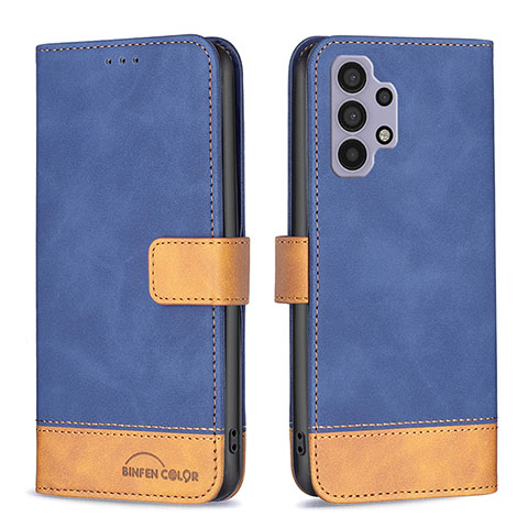 Handytasche Stand Schutzhülle Flip Leder Hülle B02F für Samsung Galaxy A32 4G Blau