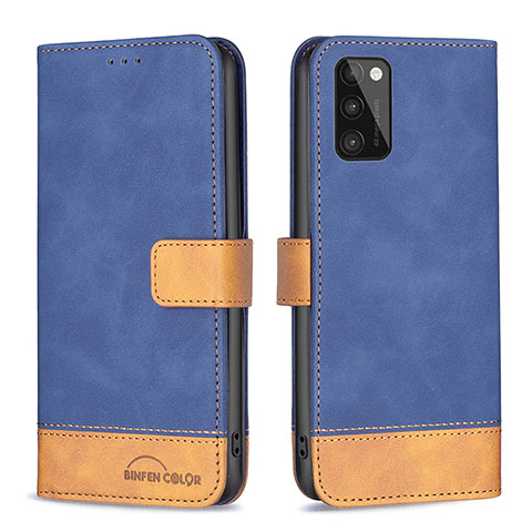 Handytasche Stand Schutzhülle Flip Leder Hülle B02F für Samsung Galaxy A41 Blau