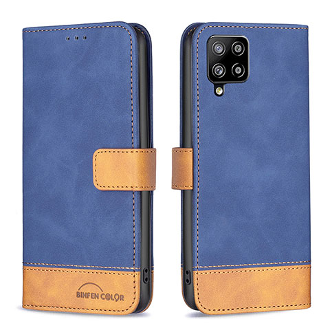 Handytasche Stand Schutzhülle Flip Leder Hülle B02F für Samsung Galaxy A42 5G Blau