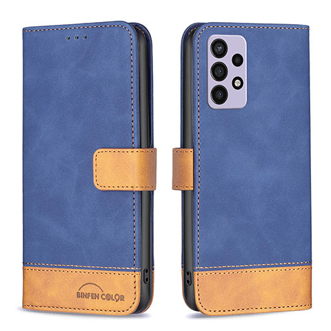 Handytasche Stand Schutzhülle Flip Leder Hülle B02F für Samsung Galaxy A72 4G Blau