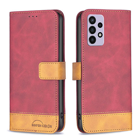 Handytasche Stand Schutzhülle Flip Leder Hülle B02F für Samsung Galaxy A72 4G Rot