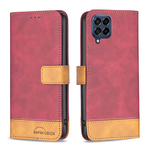 Handytasche Stand Schutzhülle Flip Leder Hülle B02F für Samsung Galaxy M53 5G Rot