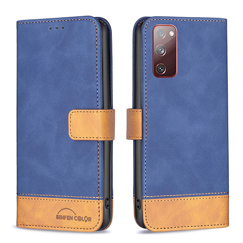 Handytasche Stand Schutzhülle Flip Leder Hülle B02F für Samsung Galaxy S20 FE 4G Blau