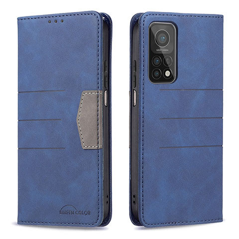 Handytasche Stand Schutzhülle Flip Leder Hülle B02F für Xiaomi Mi 10T Pro 5G Blau