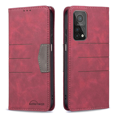 Handytasche Stand Schutzhülle Flip Leder Hülle B02F für Xiaomi Mi 10T Pro 5G Rot