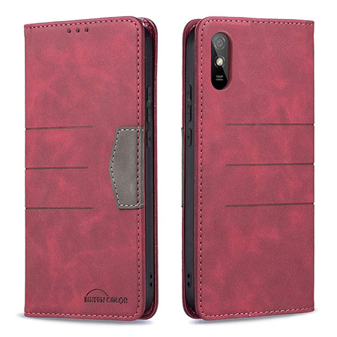 Handytasche Stand Schutzhülle Flip Leder Hülle B02F für Xiaomi Redmi 9i Rot