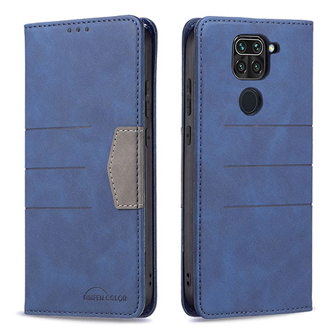 Handytasche Stand Schutzhülle Flip Leder Hülle B02F für Xiaomi Redmi Note 9 Blau