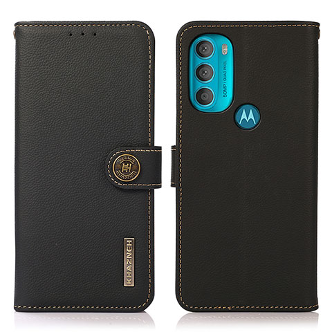 Handytasche Stand Schutzhülle Flip Leder Hülle B02H für Motorola Moto G71 5G Schwarz