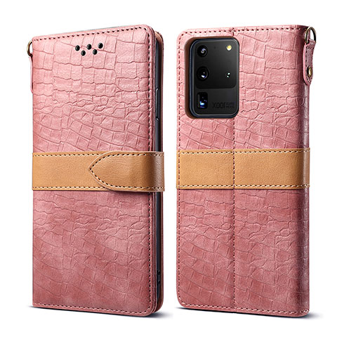 Handytasche Stand Schutzhülle Flip Leder Hülle B02S für Samsung Galaxy S20 Ultra 5G Rosegold